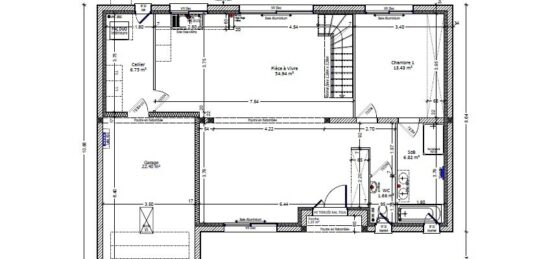 Plan de maison Surface terrain 150 m2 - 7 pièces - 6  chambres -  avec garage 