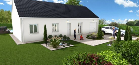 Plan de maison Surface terrain 91 m2 - 3 pièces - 3  chambres -  avec garage 