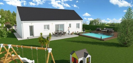 Plan de maison Surface terrain 82 m2 - 3 pièces - 3  chambres -  avec garage 