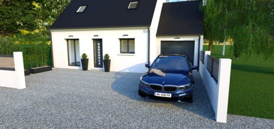 Plan de maison Surface terrain 90 m2 - 5 pièces - 4  chambres -  avec garage 