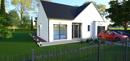 Plan de maison Surface terrain 100 m2 - 3 pièces - 2  chambres -  avec garage 