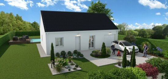 Plan de maison Surface terrain 65 m2 - 2 pièces - 2  chambres -  avec garage 