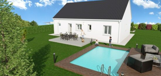 Plan de maison Surface terrain 65 m2 - 2 pièces - 2  chambres -  avec garage 