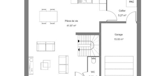 Plan de maison Surface terrain 90 m2 - 3 pièces - 3  chambres -  avec garage 