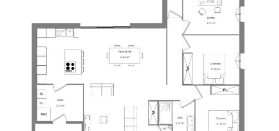Plan de maison Surface terrain 110 m2 - 6 pièces - 4  chambres -  avec garage 