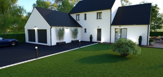 Plan de maison Surface terrain 150 m2 - 5 pièces - 4  chambres -  avec garage 